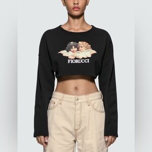 Fiorucci Black and White Raglan Crop Sweatshirt